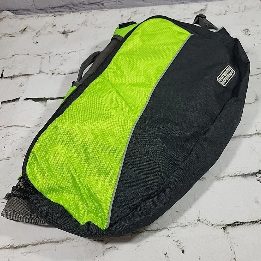 Outward Hound Quick Release Backpack Sz L/XL Harness Saddlebags Reflective Green